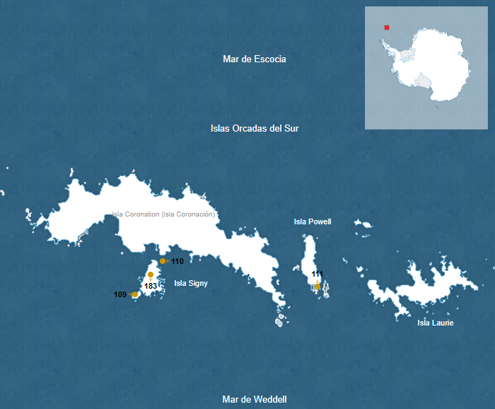 ZAEP Islas Órcadas del Sur [Mapa: Secretaría del Tratado Antártico]